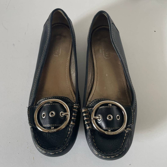 Coach Black Buckle Front Low Heel Karly Flats, Size 6 🗣 - Picture 1 of 5